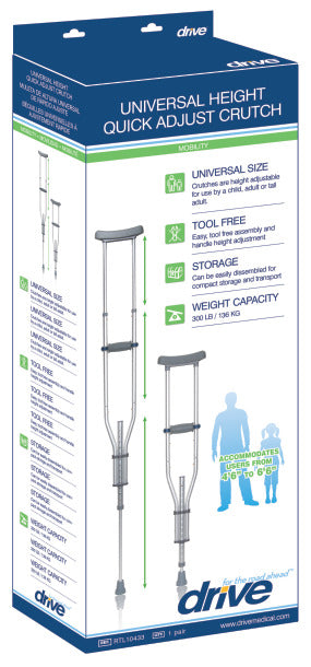 Universal Aluminum Crutch with Accessories