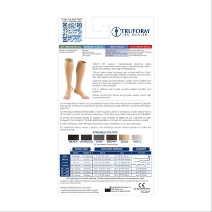 Truform Classic Medical Below Knee Open-Toe Compression Socks - 30-40mmhg